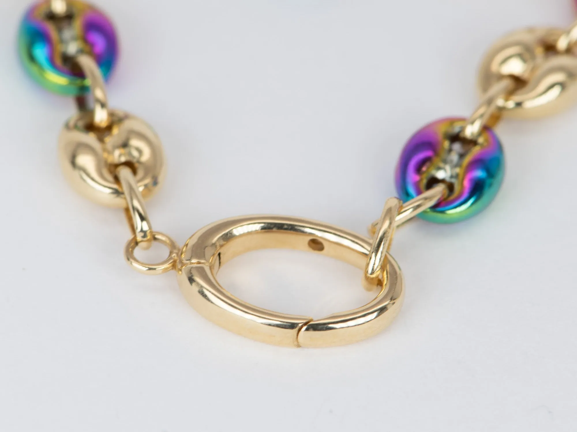 18K Gold Mariner Link Rainbow Color Bracelet 6.55g R2054