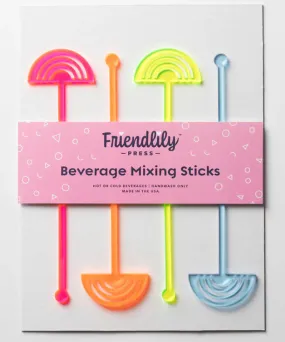 4-Piece Rainbow Drink Stirrer Set