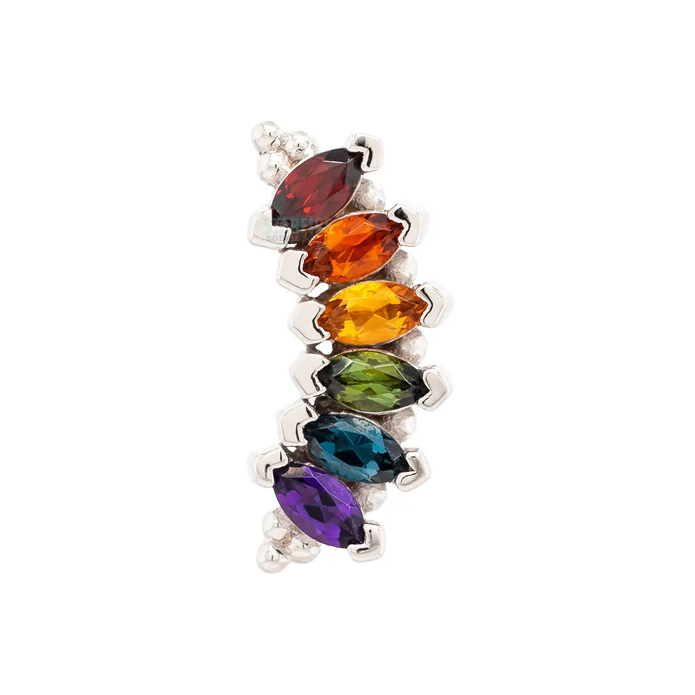 6 Gem Marquise Panaraya Threaded End in Gold Rainbow with Genuine Gemstones