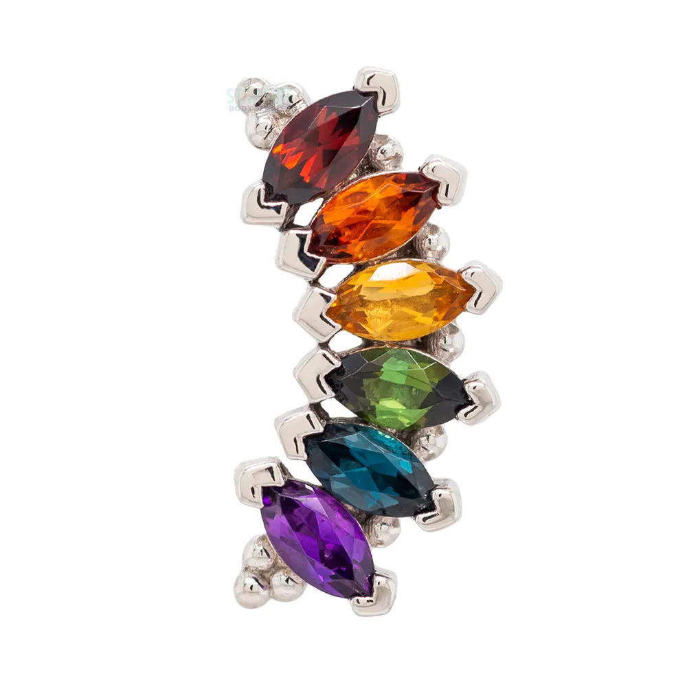 6 Gem Marquise Panaraya Threaded End in Gold Rainbow with Genuine Gemstones