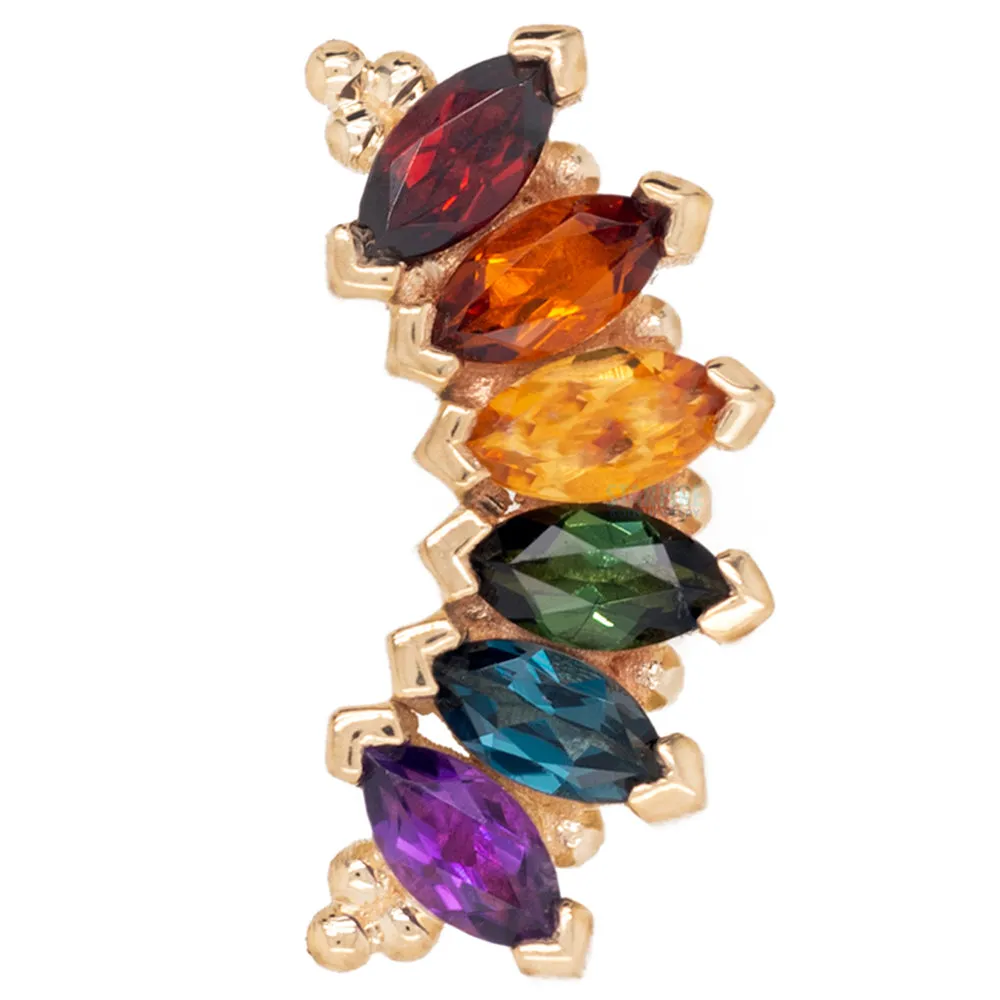 6 Gem Marquise Panaraya Threaded End in Gold Rainbow with Genuine Gemstones