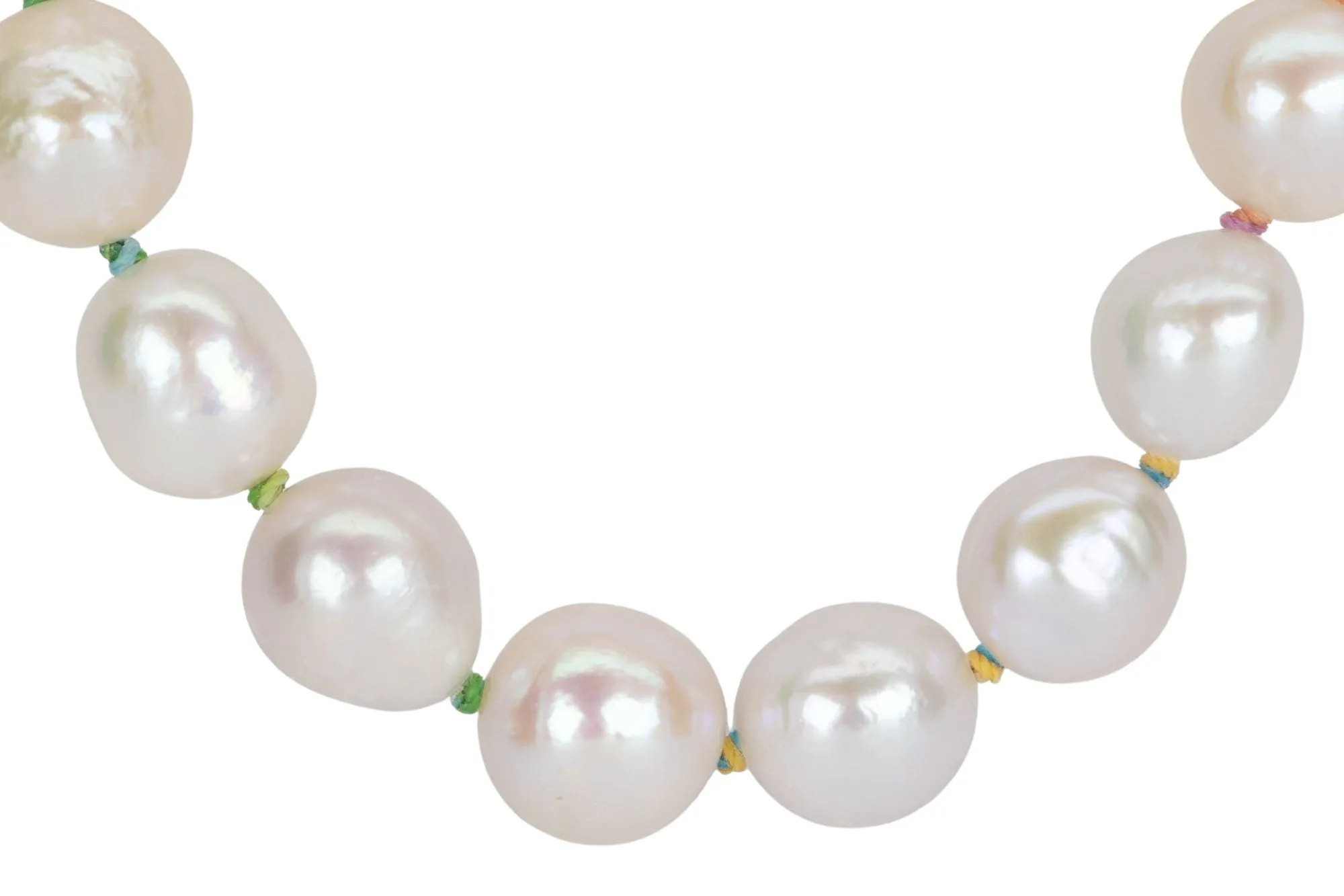 7-10mm Baroque Pearl with Rainbow Knots Necklace 14k Gold Filled Clasp R4210