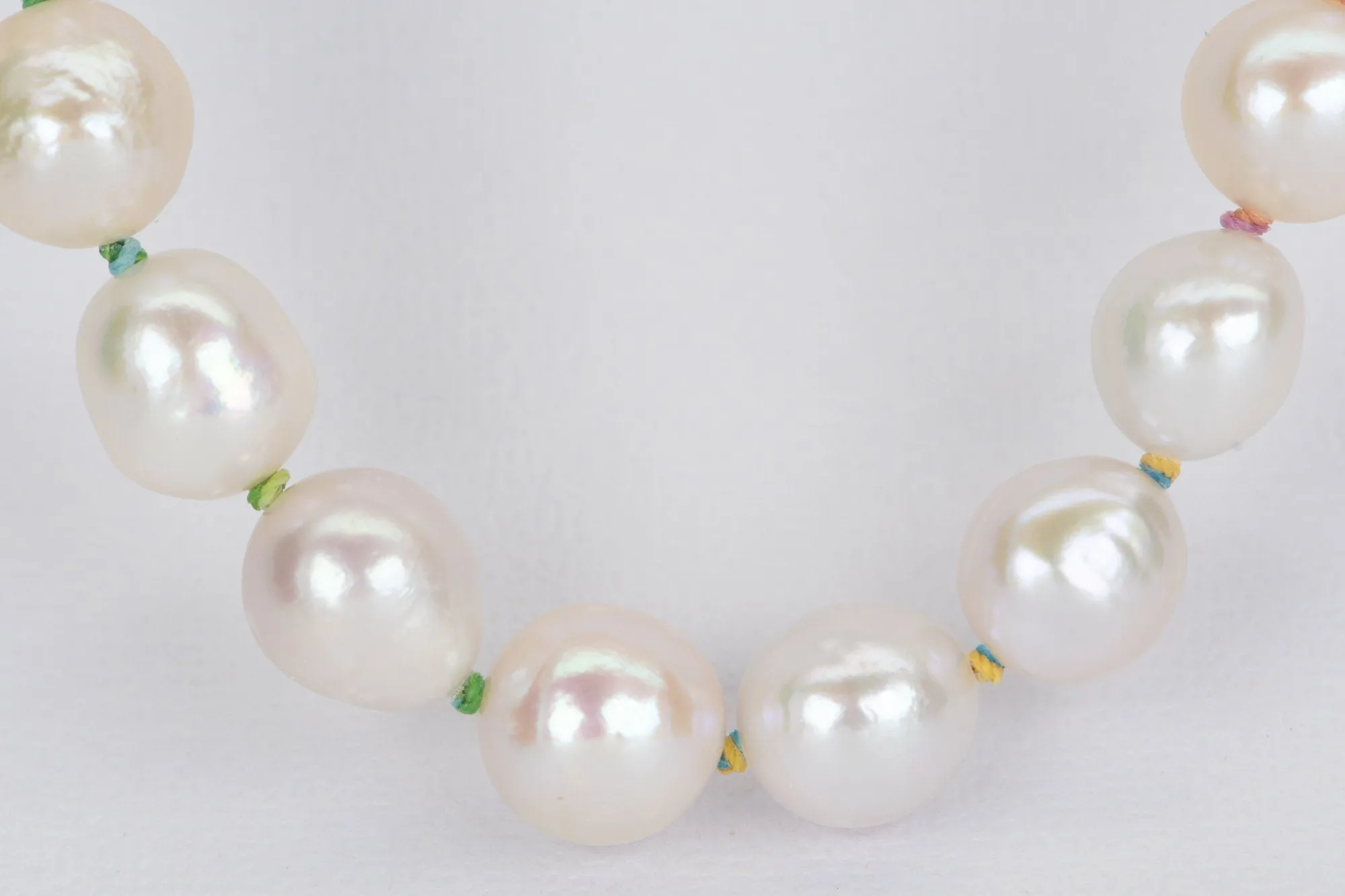 7-10mm Baroque Pearl with Rainbow Knots Necklace 14k Gold Filled Clasp R4210