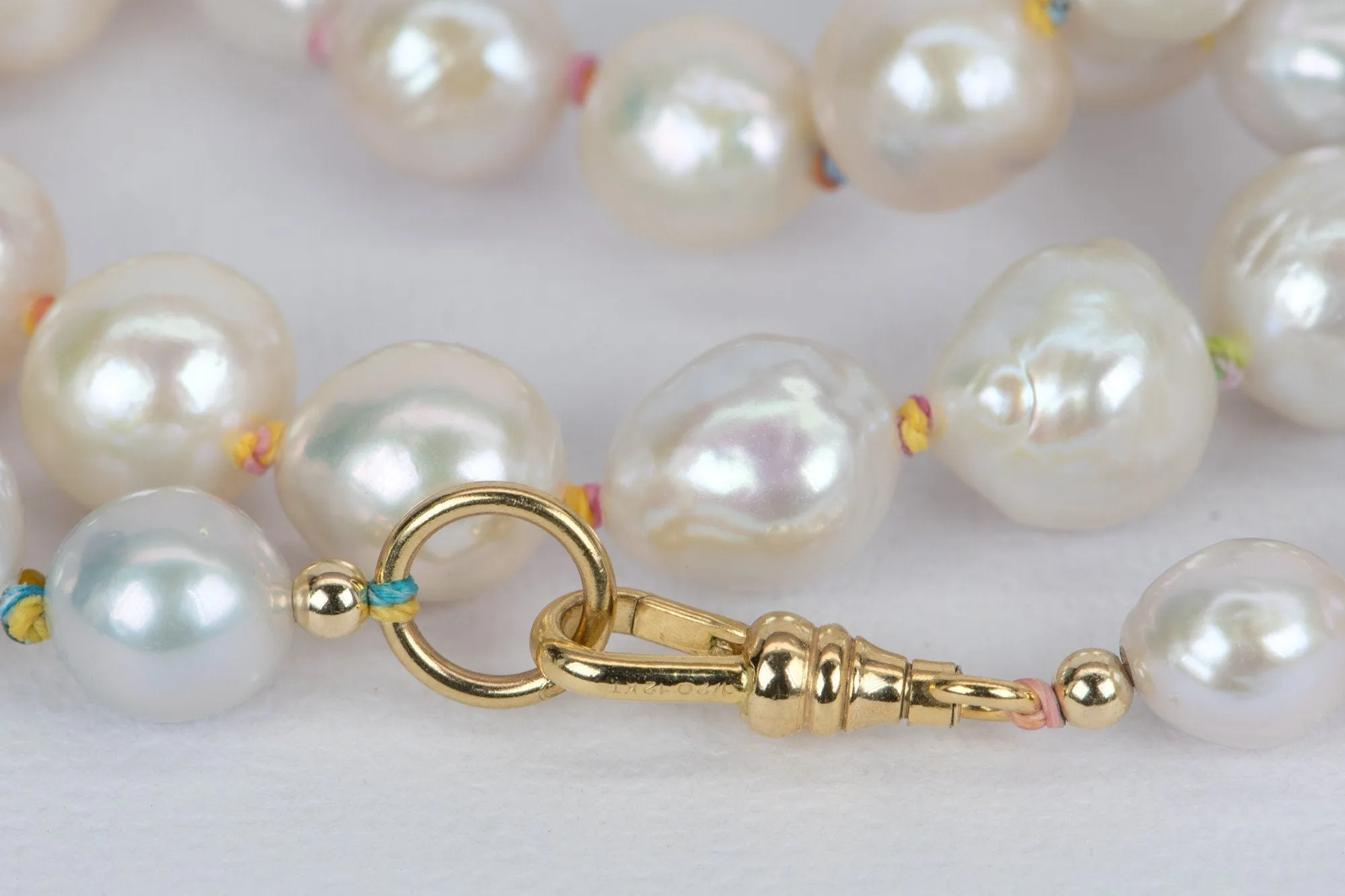 7-10mm Baroque Pearl with Rainbow Knots Necklace 14k Gold Filled Clasp R4210