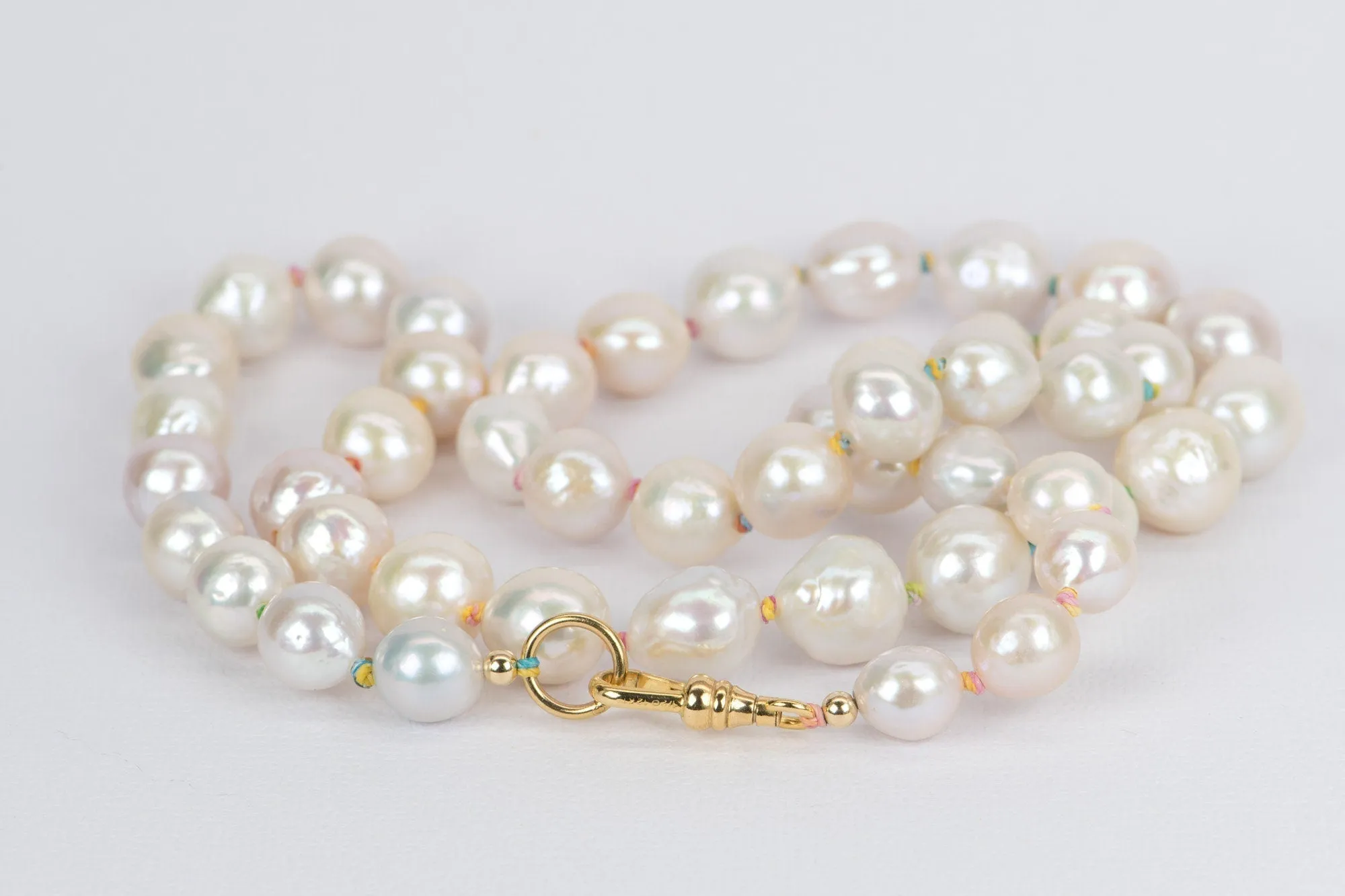 7-10mm Baroque Pearl with Rainbow Knots Necklace 14k Gold Filled Clasp R4210