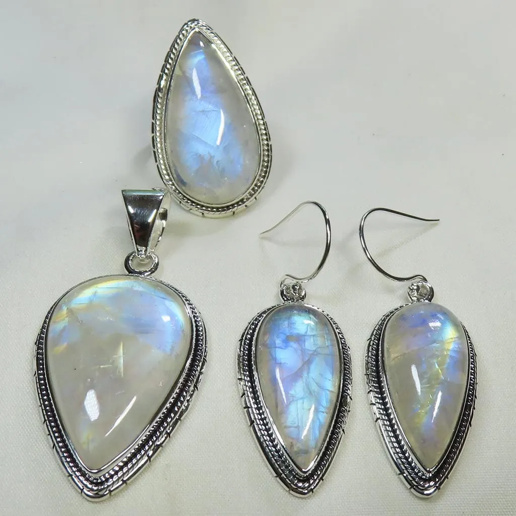 9j8386 - Rainbow Moonstone Jewelry Set