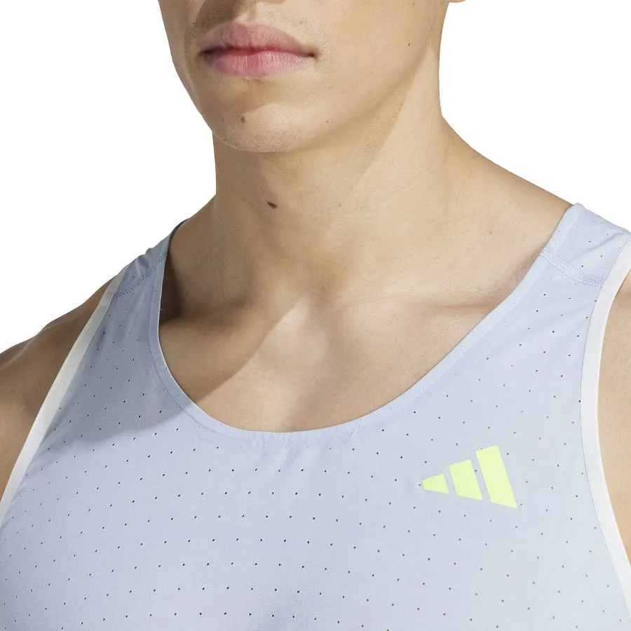 Adidas Adizero Singlet Celeste Verde - Camiseta de tirantes.