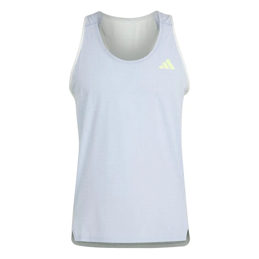 Adidas Adizero Singlet Celeste Verde - Camiseta de tirantes.