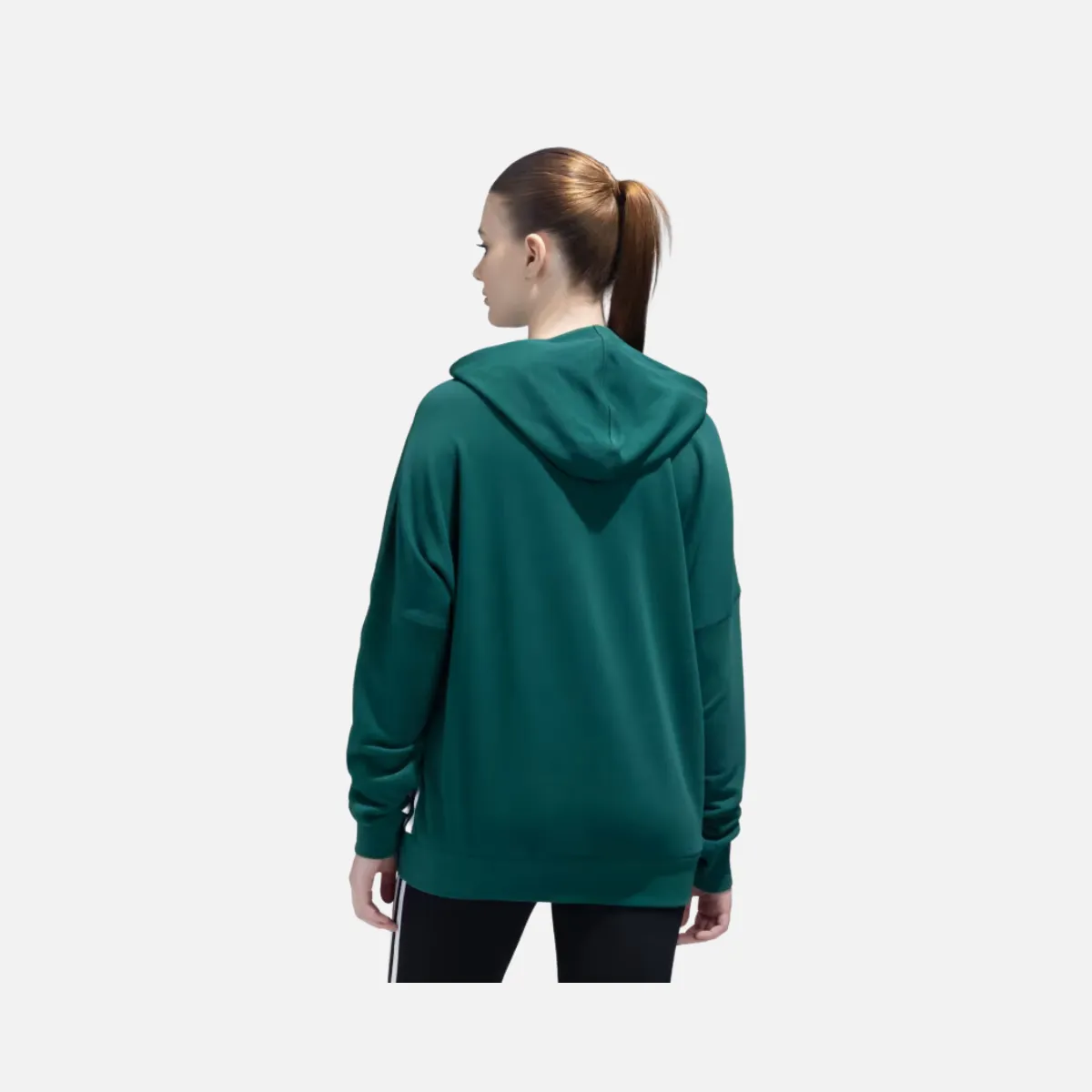 Adidas Dance Loosehd Women's Hooded Sweat, Collegiate Green/White