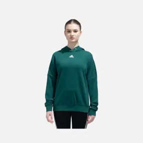 Adidas Dance Loosehd Women's Hooded Sweat, Collegiate Green/White