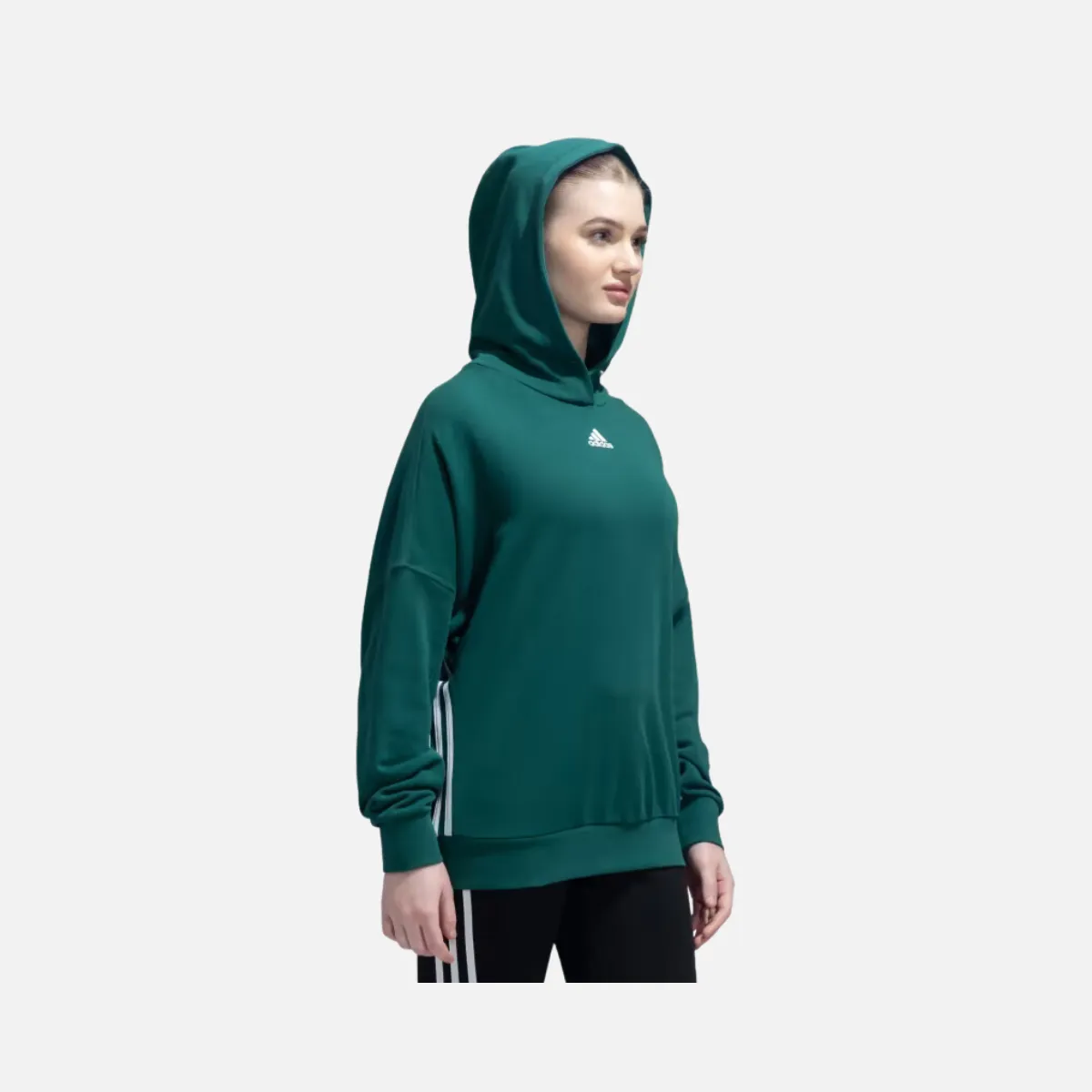 Adidas Dance Loosehd Women's Hooded Sweat, Collegiate Green/White