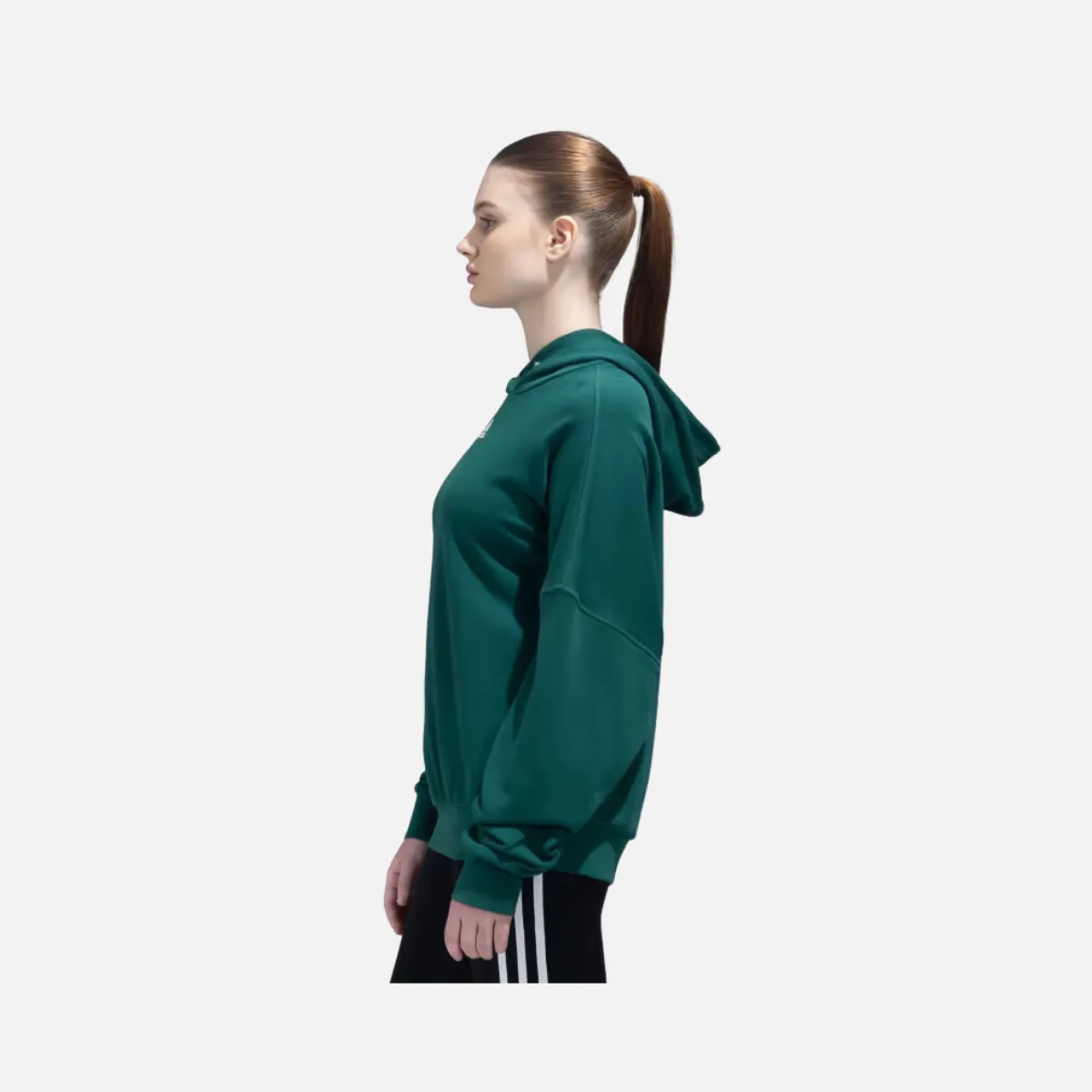 Adidas Dance Loosehd Women's Hooded Sweat, Collegiate Green/White