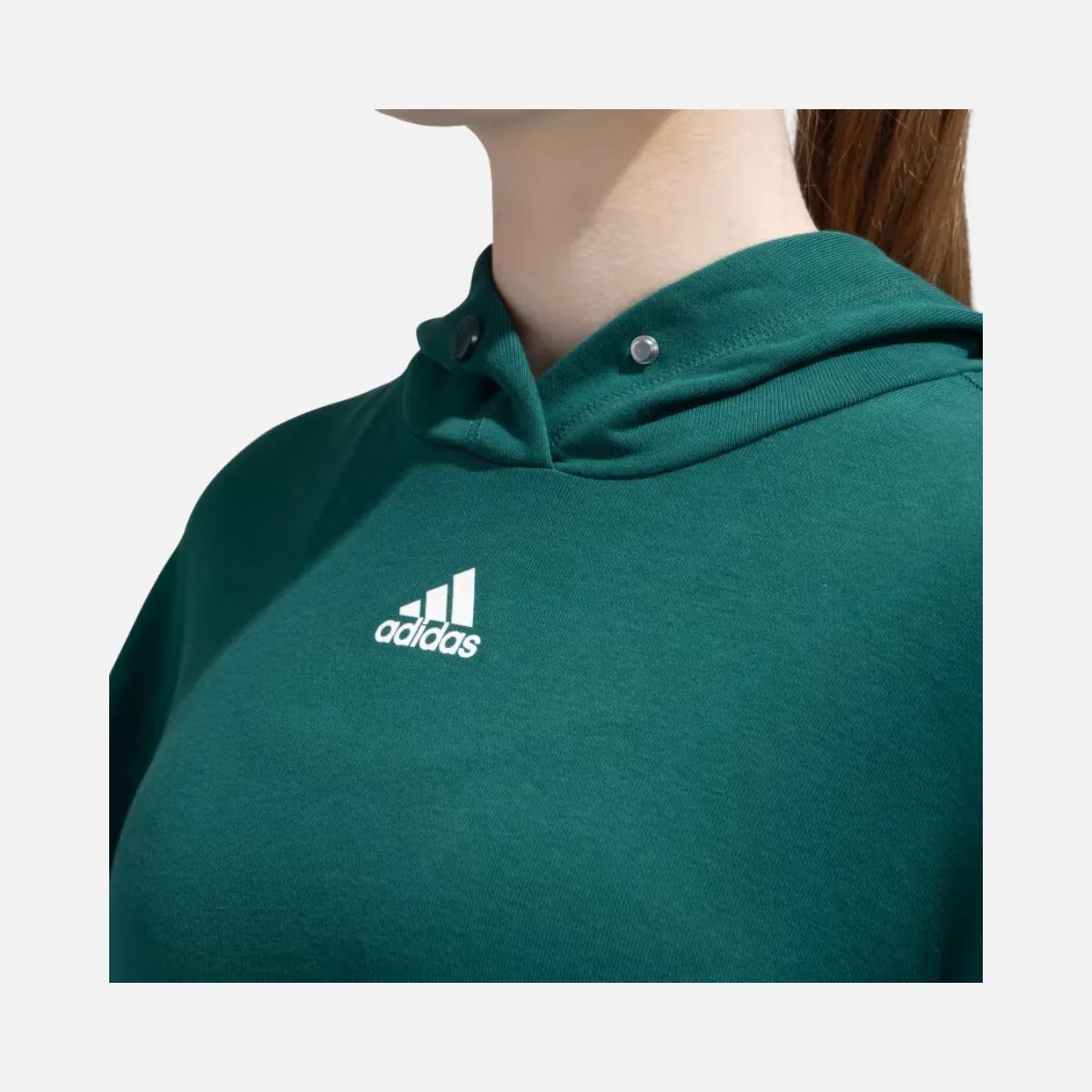 Adidas Dance Loosehd Women's Hooded Sweat, Collegiate Green/White