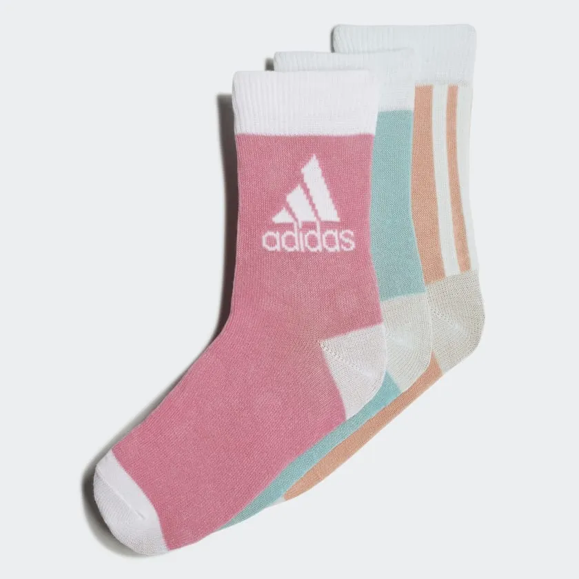 Adidas Kids Ankle Socks - Mint Ton, Ambient Blush, Rose Tone, White - 3 pairs