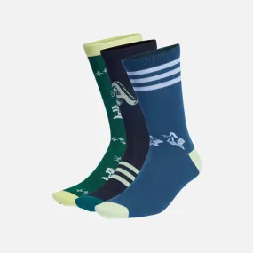 Adidas Kids Unisex Crew Socks - Collegiate Green/Black/Arctic Night F23