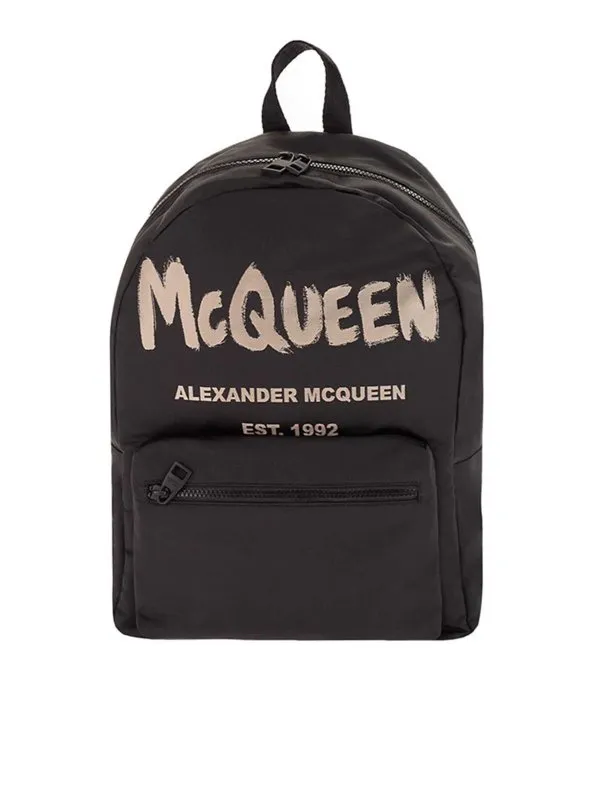 Alexander Mcqueen Branded backpack in black