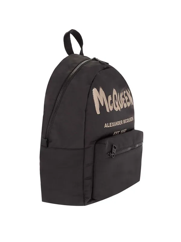 Alexander Mcqueen Branded backpack in black