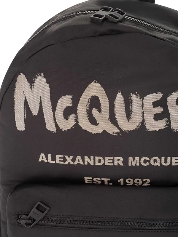 Alexander Mcqueen Branded backpack in black