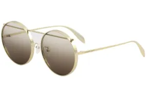 Alexander McQueen Edge AM0137SA AM/0137/SA 001 Gold Round Sunglasses 60mm