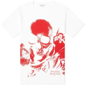 Alexander McQueen Large Skull Print T-ShirtWhite & Red