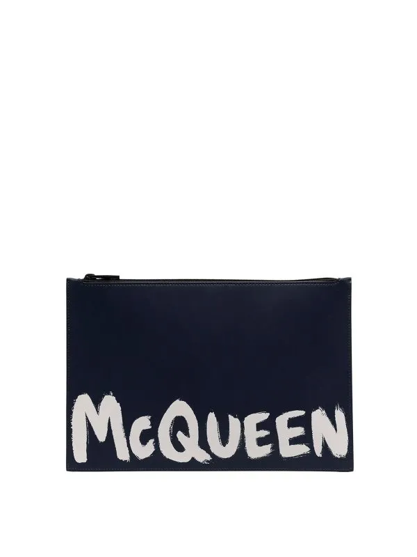 Alexander Mcqueen Logo graffiti leather pouch