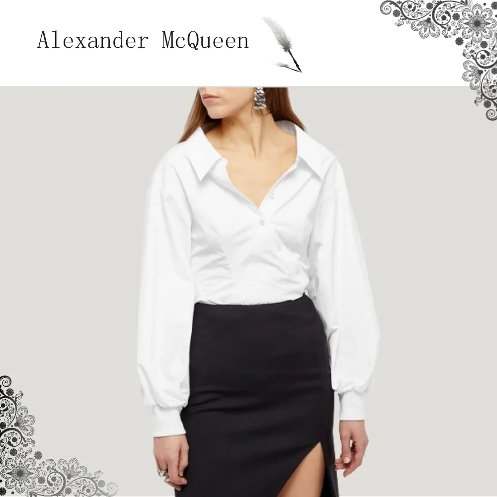 Alexander McQueen Silk Long Sleeve Cotton Shirts and Blouses