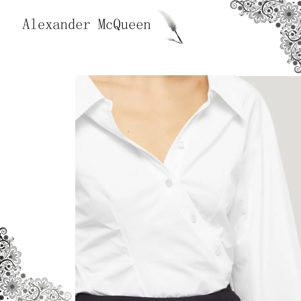 Alexander McQueen Silk Long Sleeve Cotton Shirts and Blouses