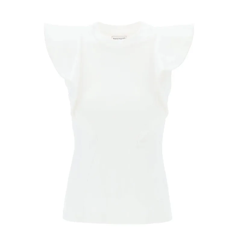 Alexander McQueen Sleeveless Cotton Tanks Camisoles