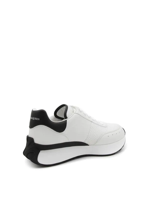 Alexander Mcqueen White And Black Leather Sneakers