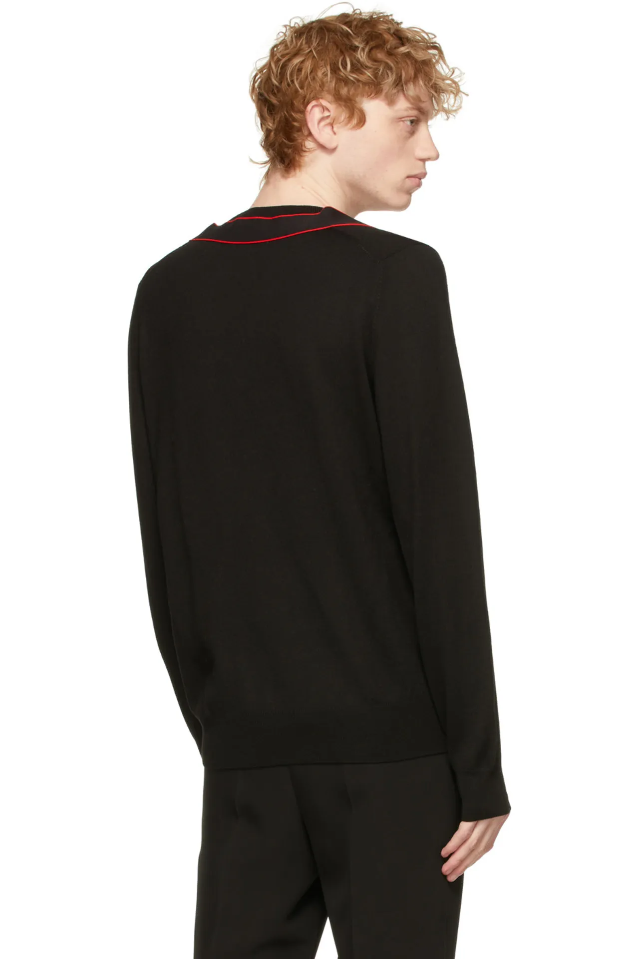 Alexander McQueen Wool V-Neck Sweaters with Long Sleeves