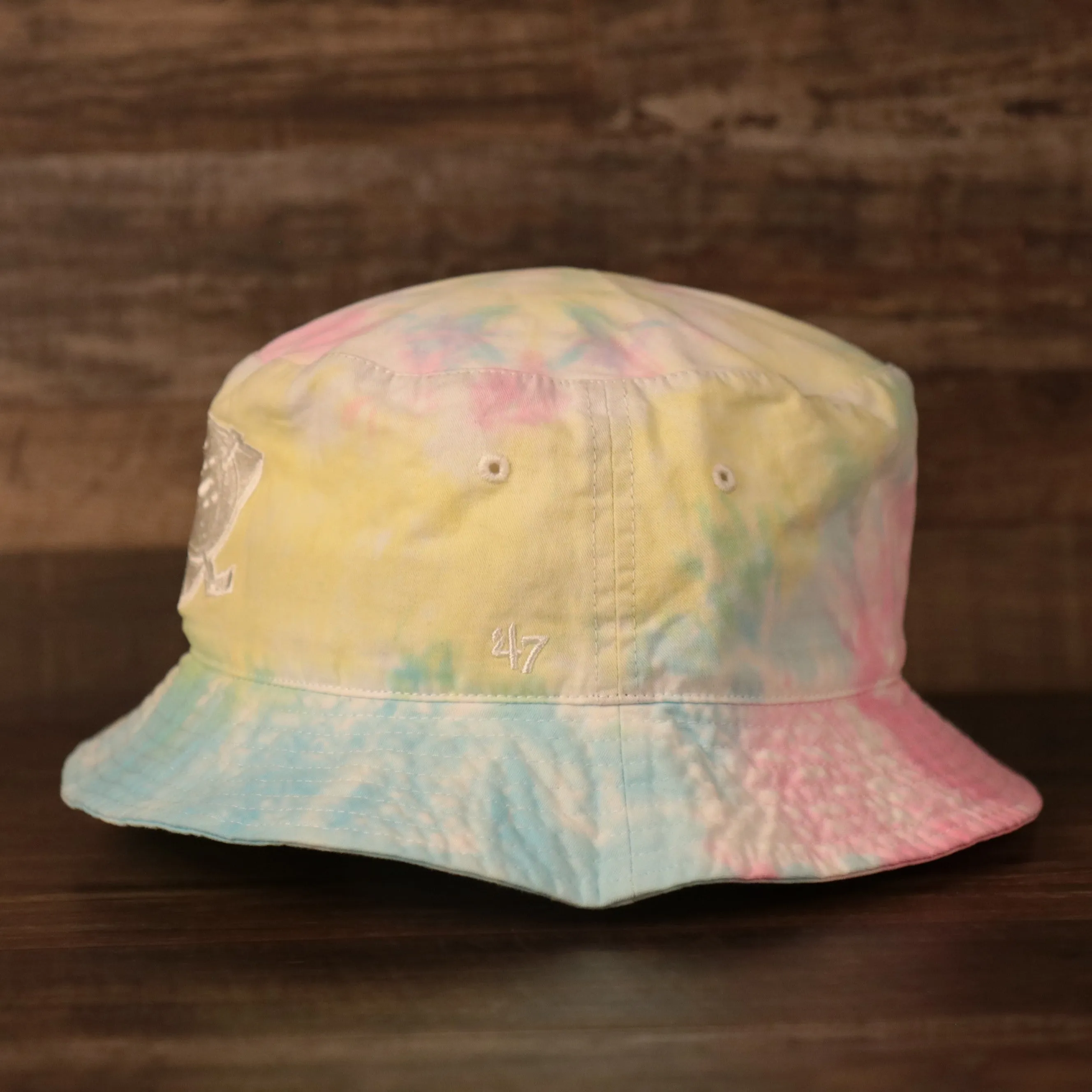 Anaheim Ducks bucket hat with tie dye design and Ducks logo patch on the front - One size fits most (OSFM).