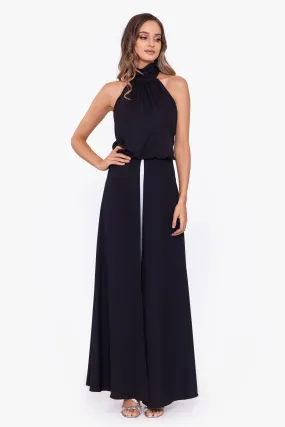 Andrea Two Tone Jumpsuit with Mock Neck Cowl - Buy Now