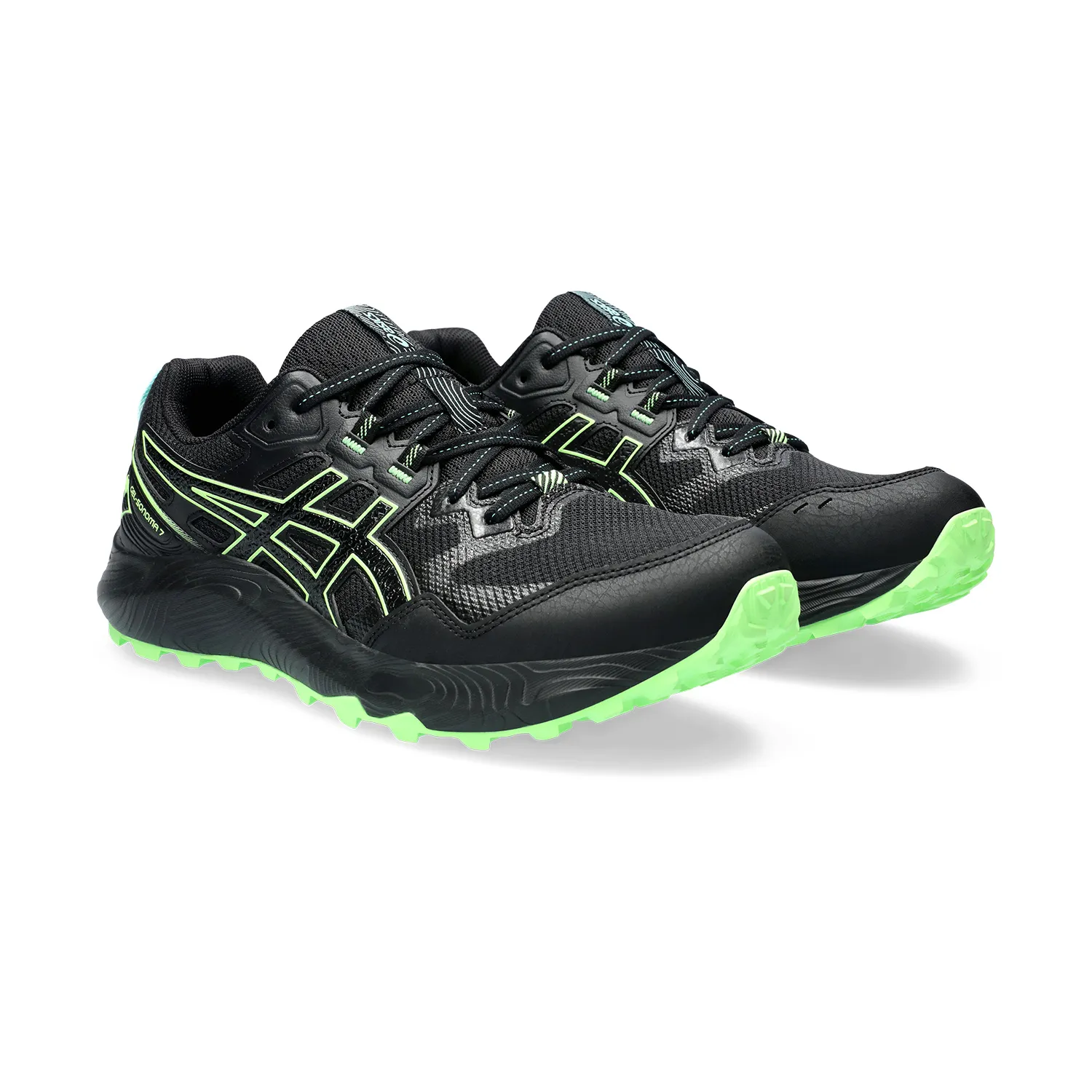 Asics Gel Sonoma 7 Black Illuminate Green running shoes.