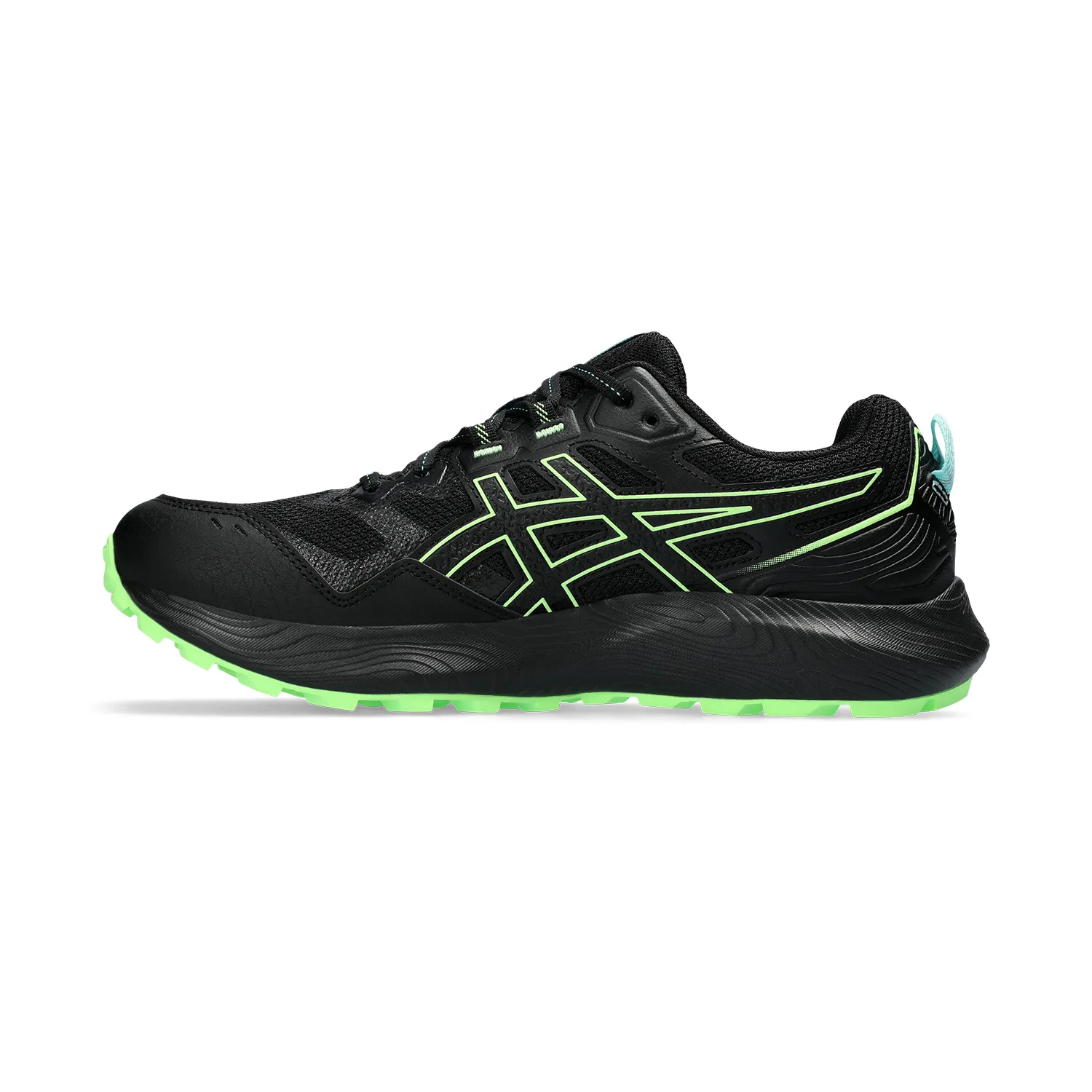 Asics Gel Sonoma 7 Black Illuminate Green running shoes.