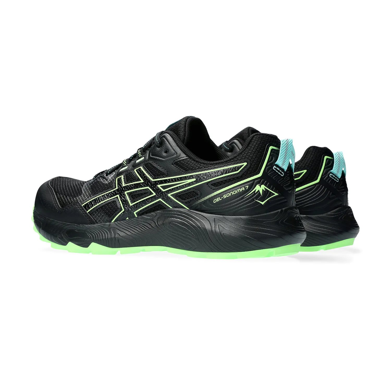 Asics Gel Sonoma 7 Black Illuminate Green running shoes.