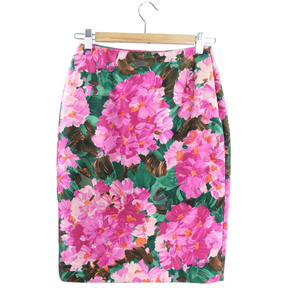 Balenciaga 2008 Floral Pencil Skirt - Pink and Green - Size XS / 2