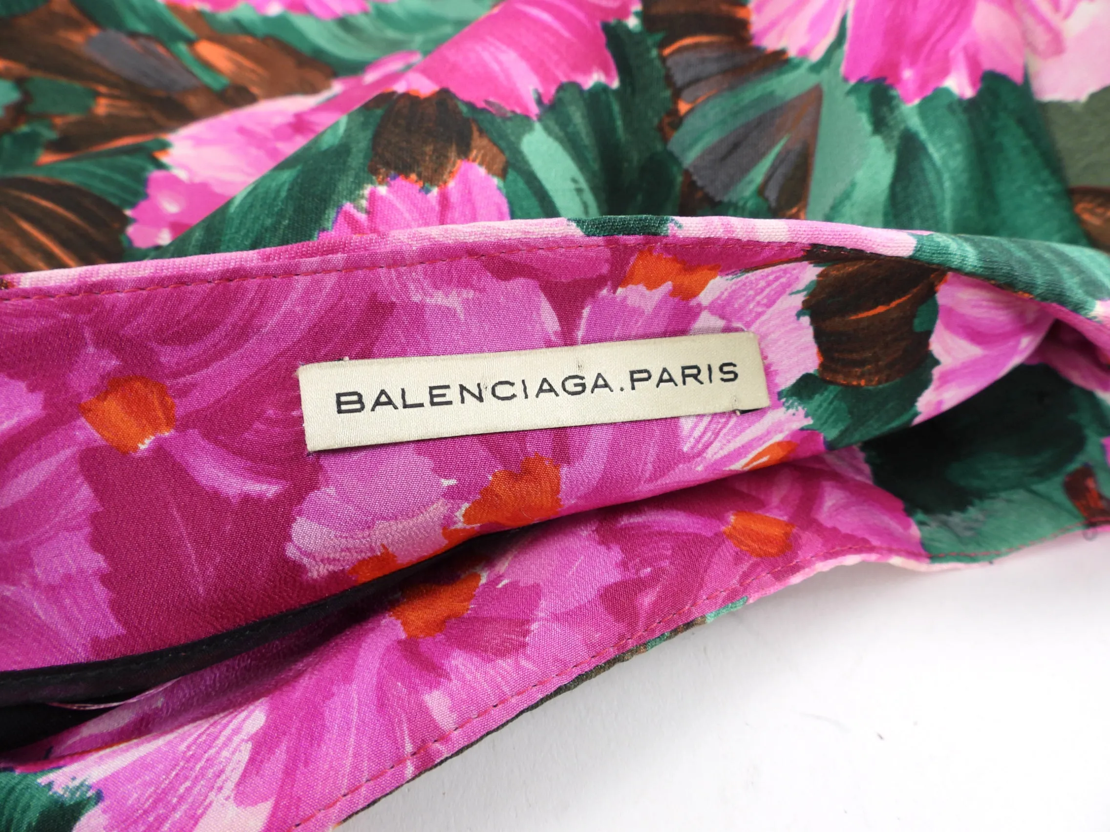 Balenciaga 2008 Floral Pencil Skirt - Pink and Green - Size XS / 2