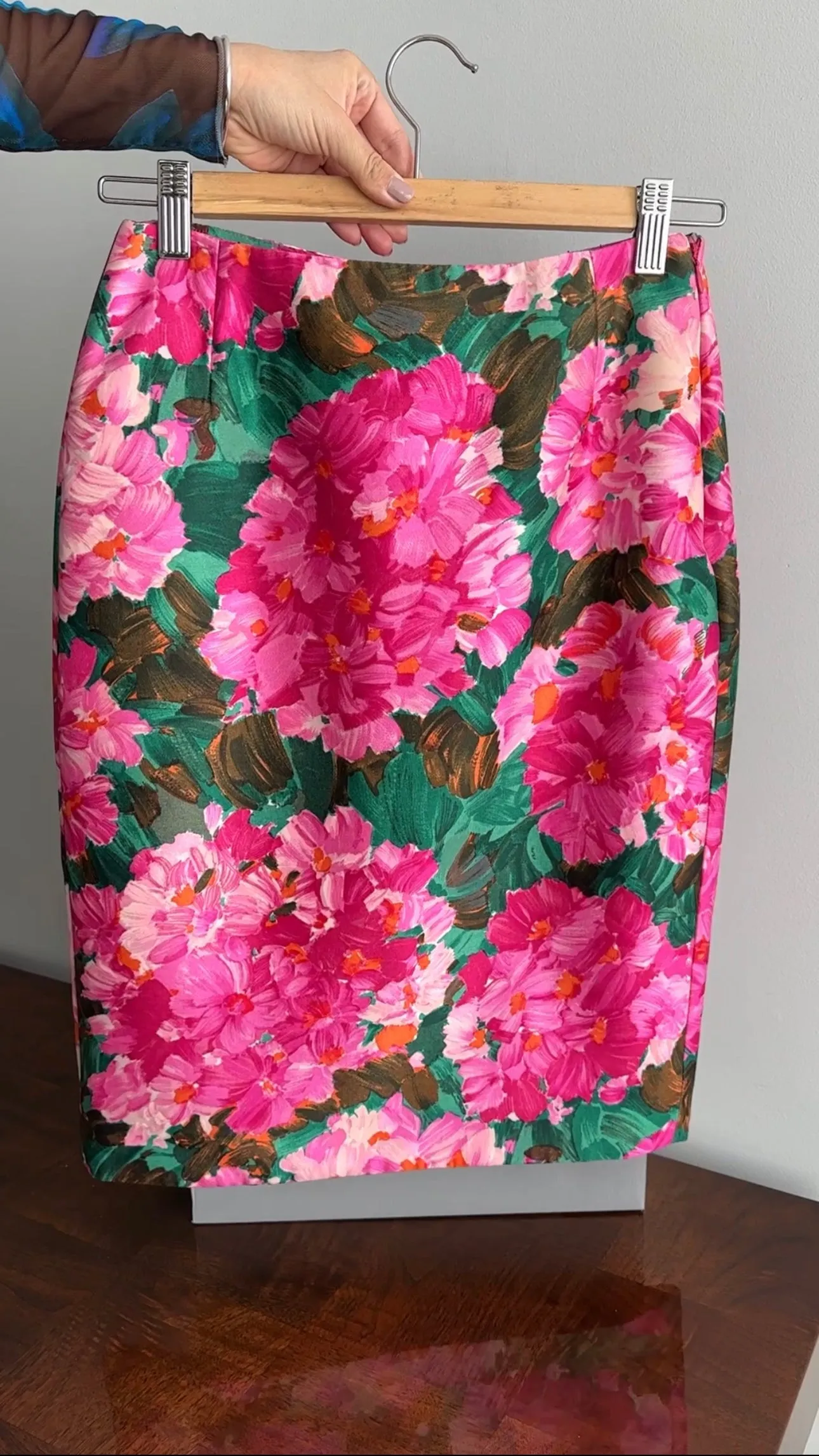 Balenciaga 2008 Floral Pencil Skirt - Pink and Green - Size XS / 2