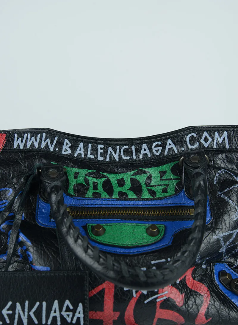 Balenciaga Borsa City Graffiti nera