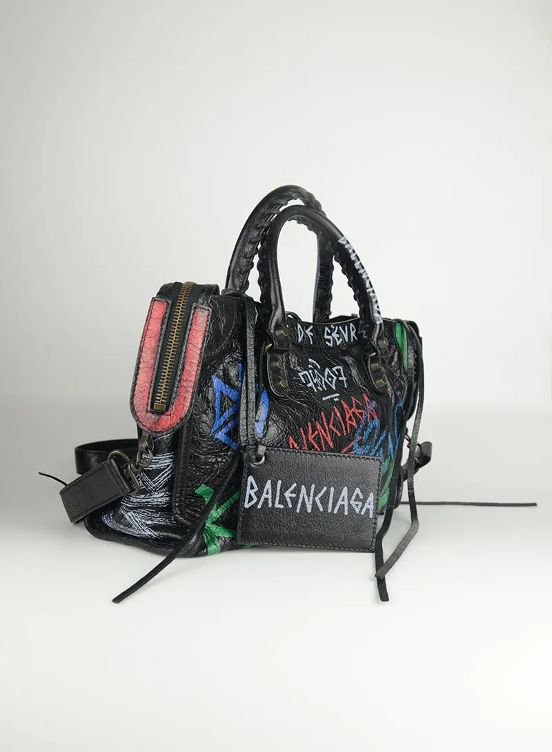 Balenciaga Borsa City Graffiti nera