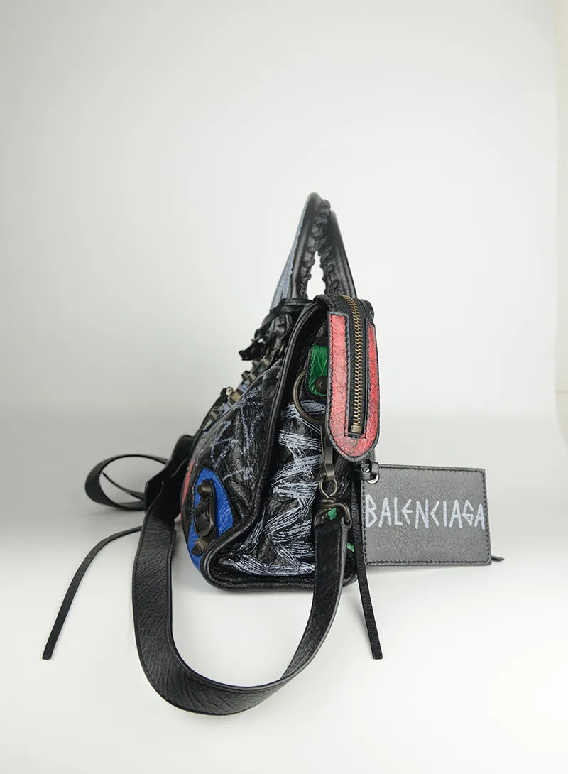 Balenciaga Borsa City Graffiti nera