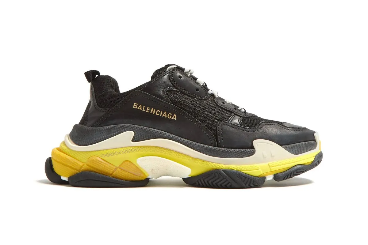 Balenciaga Triple S sneakers, Black Yellow color, style number 531388 W09OG 1087.