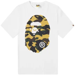 BAPE 1ST CAMO BIG APE HEAD TEE - White/Yellow