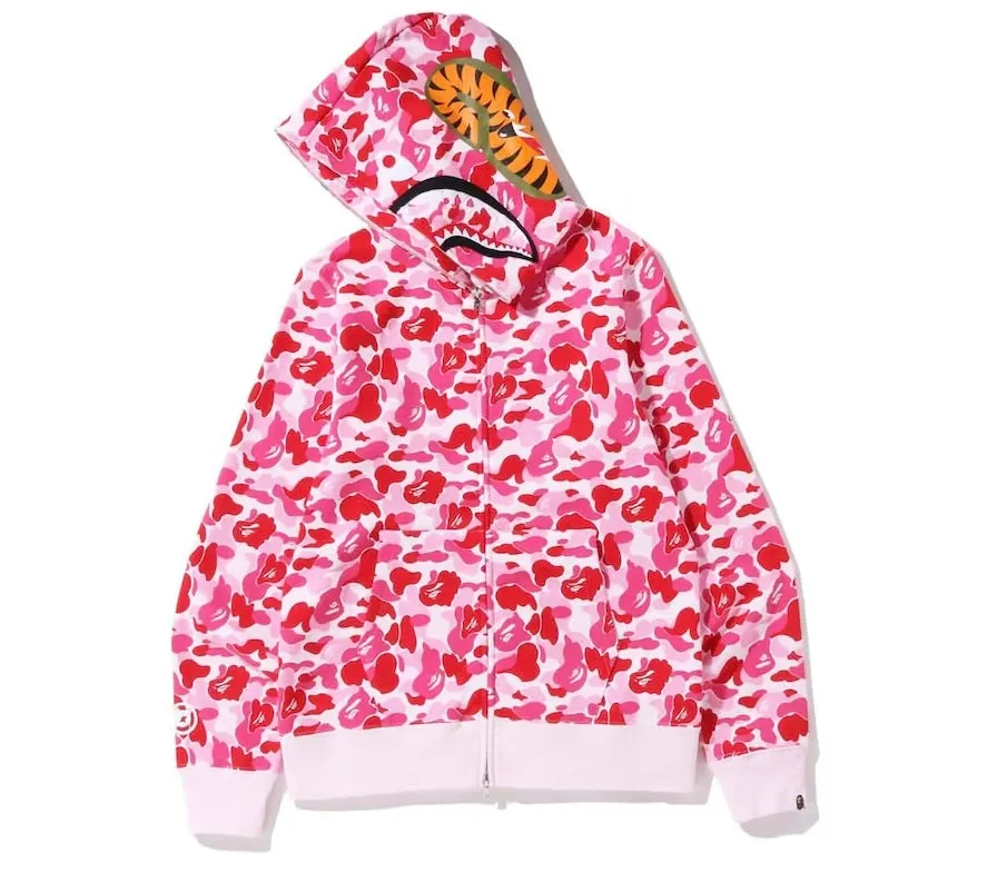 BAPE ABC Camo Shark Hoodie Pink SS23 Full Zip-Up