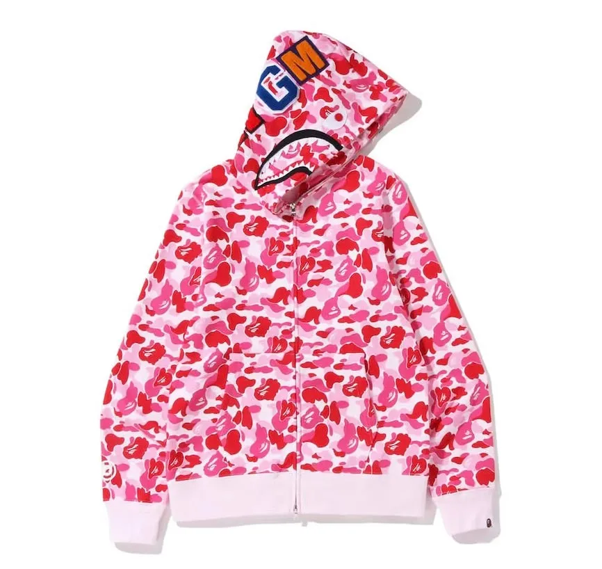 BAPE ABC Camo Shark Hoodie Pink SS23 Full Zip-Up