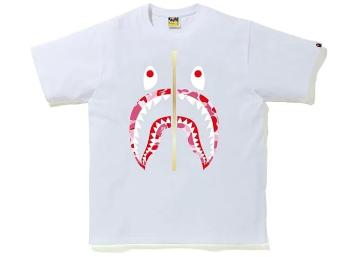 BAPE ABC CAMO SHARK TEE - White/Pink