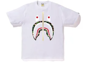 BAPE ABC Gold Zip Shark T-Shirt in White/Green