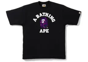 Bape Black and Purple Camouflage College Tee