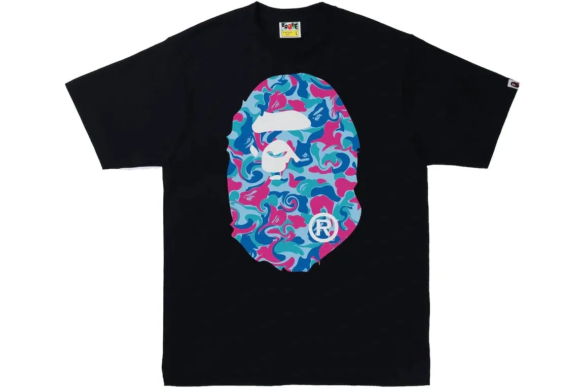 BAPE Black Marble Camo Tee with Big Ape Head design