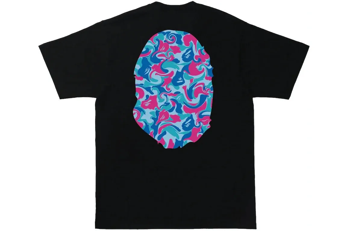 BAPE Black Marble Camo Tee with Big Ape Head design